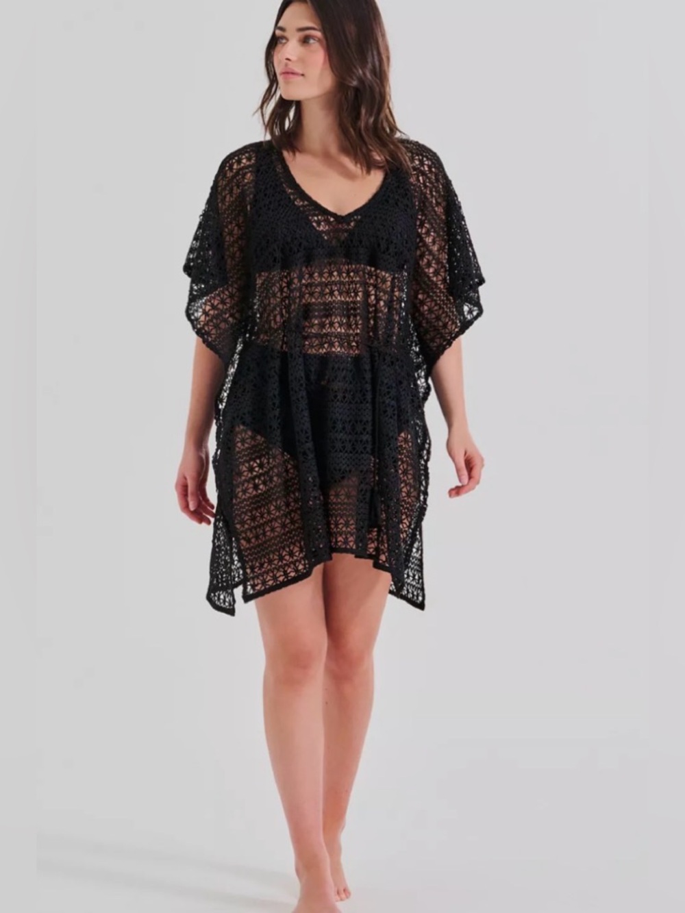Freshwater bathingsuit crochet swim coverup belted small NWT